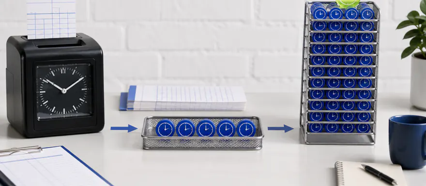 Time clock and hourly tokens accumulating into weekly and annual stacks